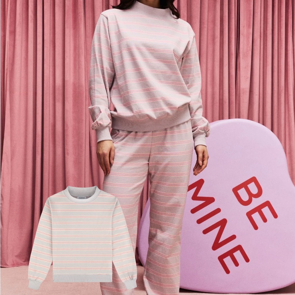 Parke darling stripe mockneck/boxer pant/hair accessories set